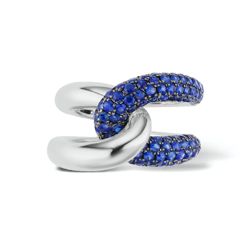 vintage rings for women with rubies and sapphires-Intertwin Ring 18k Gold & Blue Sapphire