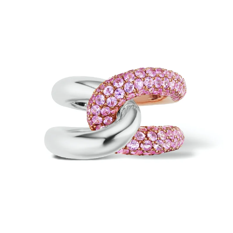 men’s vintage engagement rings with sapphire stones-Intertwin Ring 18k Gold & Pink Sapphire