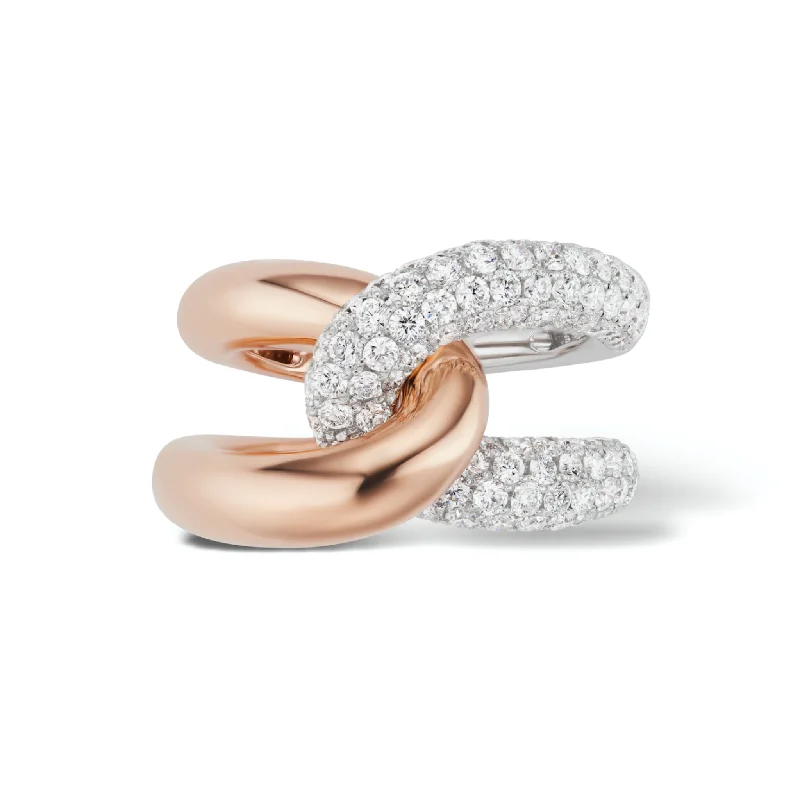 platinum rings for women with sapphires and emeralds-Intertwin Ring 18k Rose Gold & Diamond