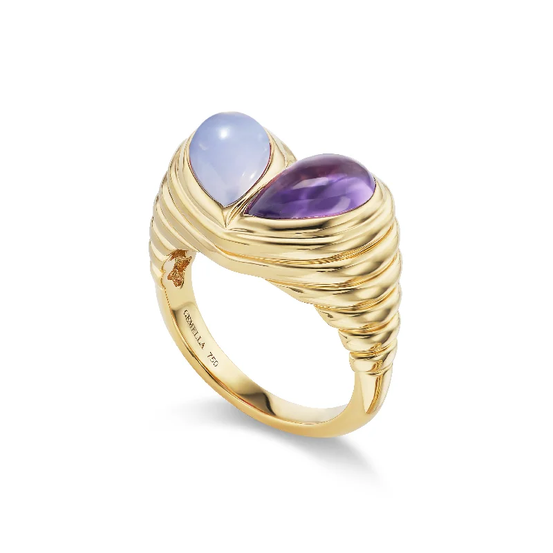 luxury rings with diamonds for women-Jumbo Sweetheart Ring Chalcedony & Amethyst