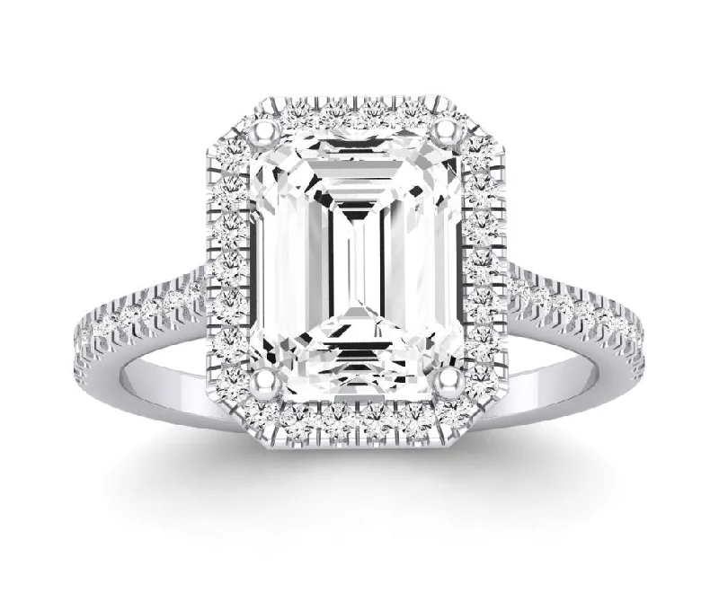 vintage wedding rings with custom gemstones for women-Mallow - Emerald Lab Diamond Engagement Ring VS2 F (IGI Certified)