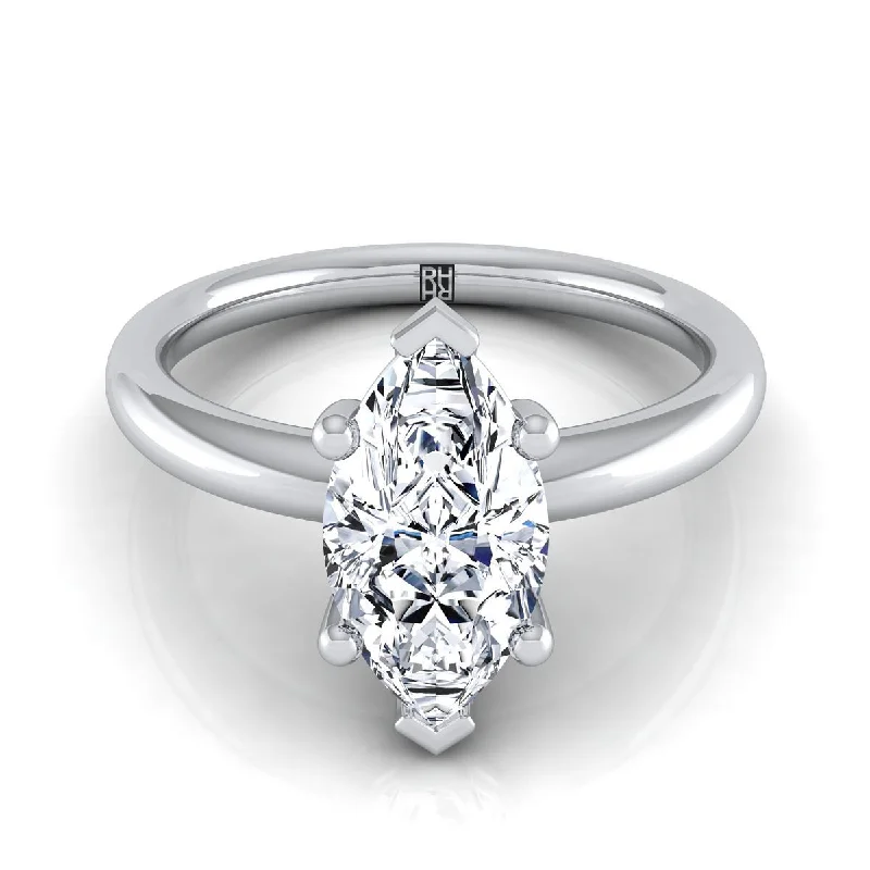 women’s engagement rings with diamonds and sapphires for men-Platinum Marquise  Rounded Comfort Fit Solitaire Engagement Ring