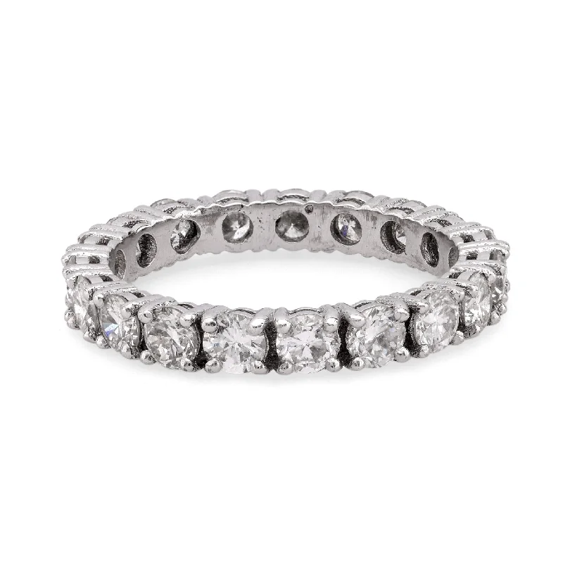 custom wedding bands with diamonds and sapphires-Mid Century diamond platinum eternity band