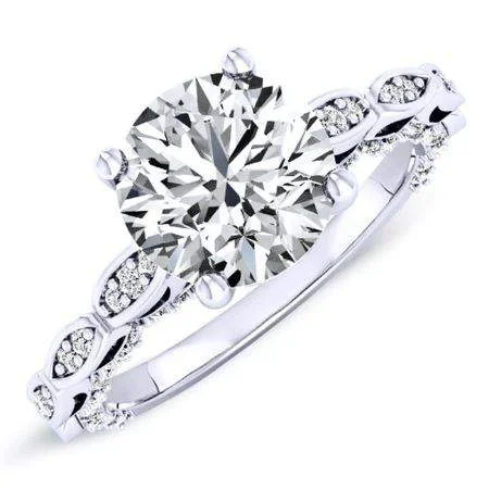 platinum engagement rings with diamonds for women-Peregrine - Round Lab Diamond Engagement Ring VS2 F (IGI Certified)