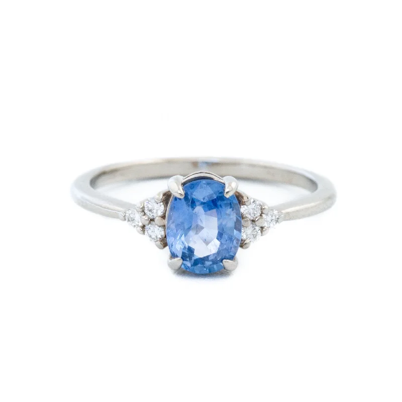 women’s wedding rings with sapphire stones and diamonds-14K Cornflower Sapphire Engagement Ring