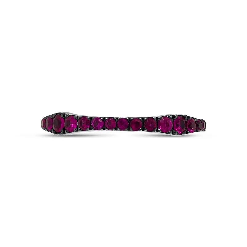 custom gold rings with sapphires for men-Pink Sapphire Curvy Eternity Band