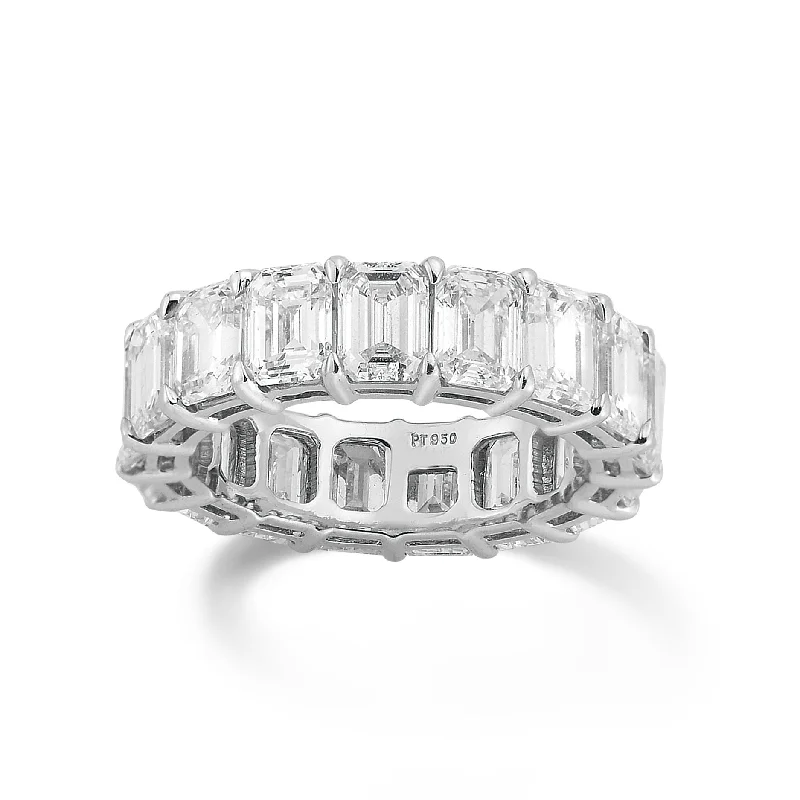 affordable wedding rings for men with sapphires-Platinum Emerald Cut Diamond Eternity Band