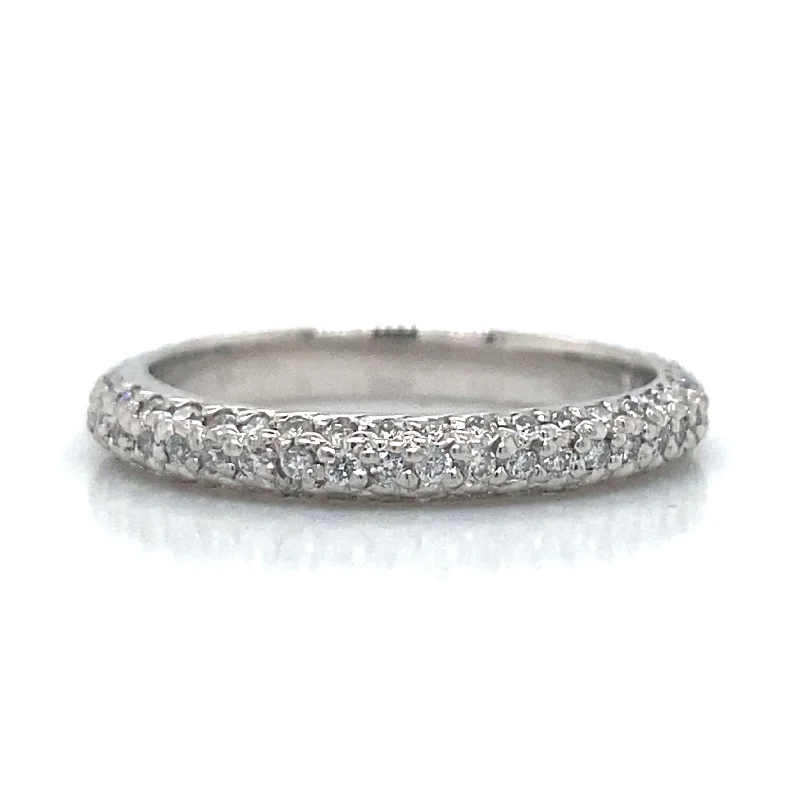 silver engagement rings for women with sapphires and diamonds-Pave Eternity Wedding Ring in Platinum