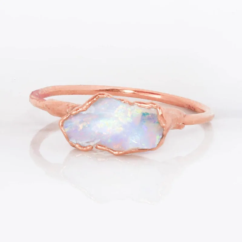 women’s rings with rubies and diamonds for engagement-Rose Gold Opal Ring