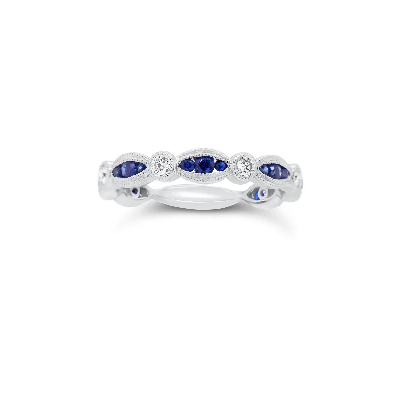 women’s rings with diamonds and colored gemstones-Sapphire & Diamond Stackable Ring