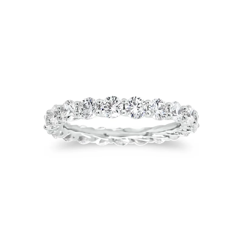 luxury platinum wedding bands for women-Shared Prong-Set Diamond Eternity Band