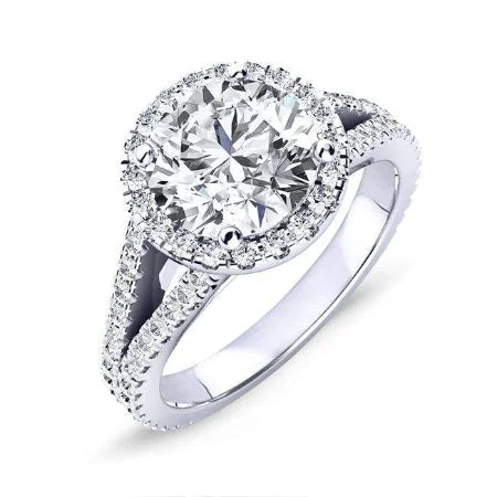 luxury engagement rings with rubies and diamonds-Silene - Round Lab Diamond Engagement Ring VS2 F (IGI Certified)