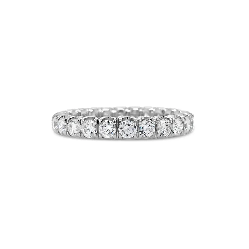 men’s wedding rings with cubic zirconia for men-Simple Four Prong-Set Diamond Eternity Band