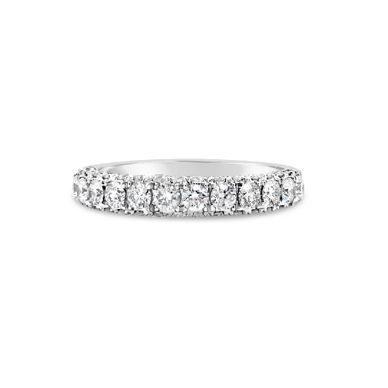 custom platinum wedding rings with diamonds and rubies-Single Row Diamond Four Prong-Set Diamond Wedding Band