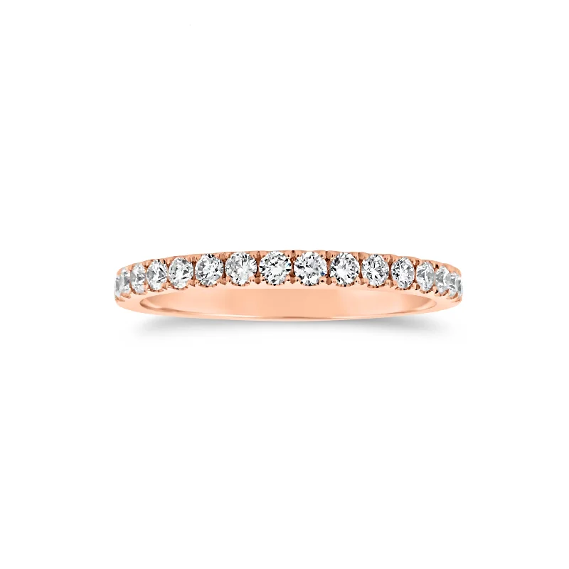 gold wedding rings for women with diamonds and rubies-Slim Four Prong-Set Diamond Eternity Band