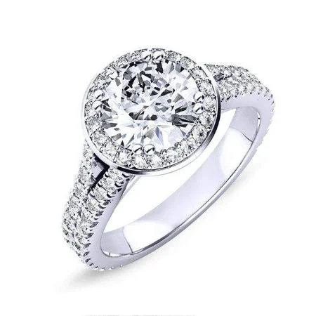 platinum rings with colored diamonds for men-Tea Rose - Round Lab Diamond Engagement Ring VS2 F (IGI Certified)