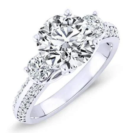 men’s wedding rings with colored stones and diamonds-Thistle - Round Lab Diamond Engagement Ring VS2 F (IGI Certified)