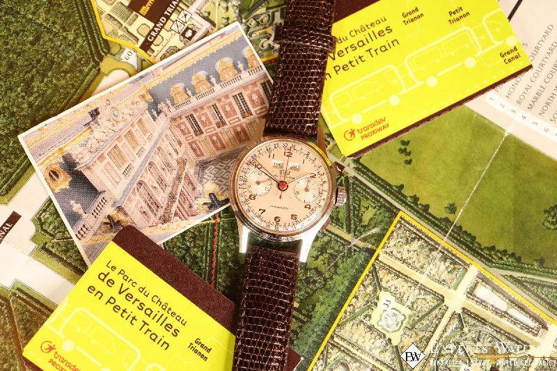 watches for men with two-tone stainless steel and gold accents -1950s Serviced Vintage Britix Valjoux 72C Triple Date Calendar Chronograph Watch