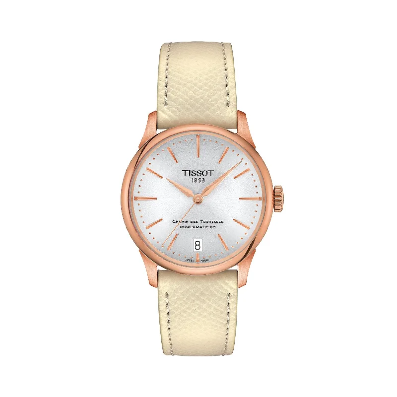 luxury watches for women with gold and diamond accents -Tissot Chemin Des Tourelles Powermatic 80 34mm Watch T139.207.36.031.00