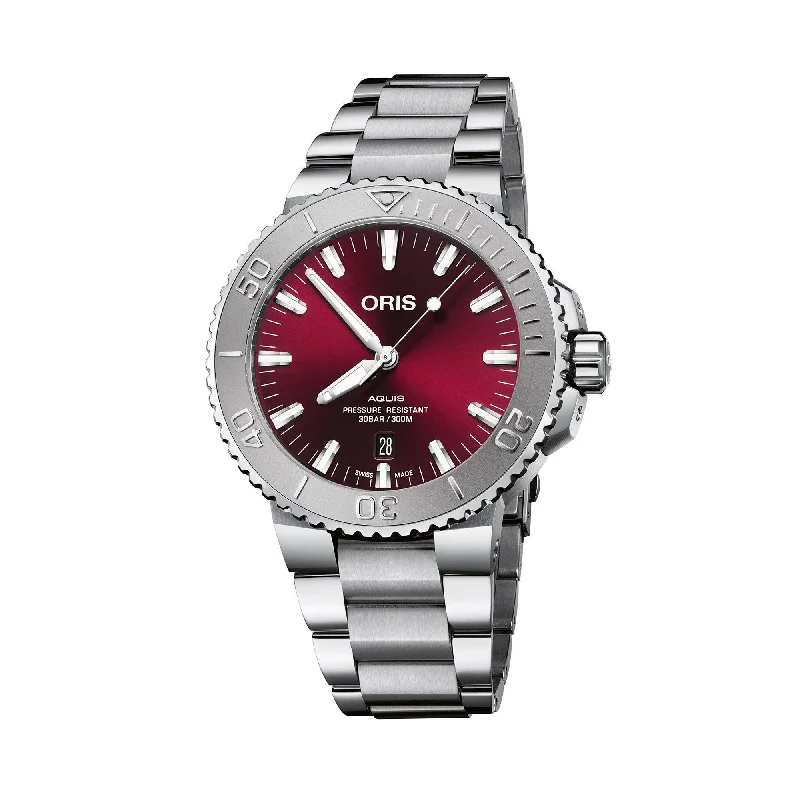 luxury watches for women with pearl accents -Oris Aquis Date Relief 43.50mm Automatic Watch 733 7730 4158MB