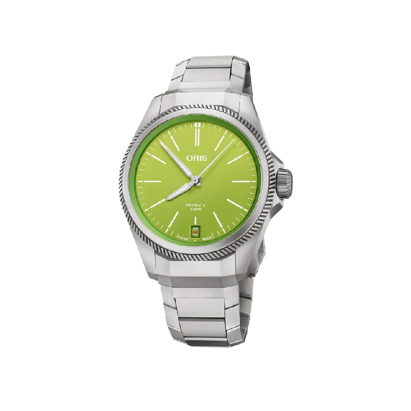 smartwatches with heart rate and activity tracking for men -Oris Propilot X Kermit Edition 39mm Watch 400 7778 7157