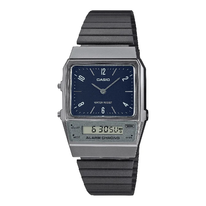 watches for men with elegant dial designs and leather bands -AQ800EB-2A