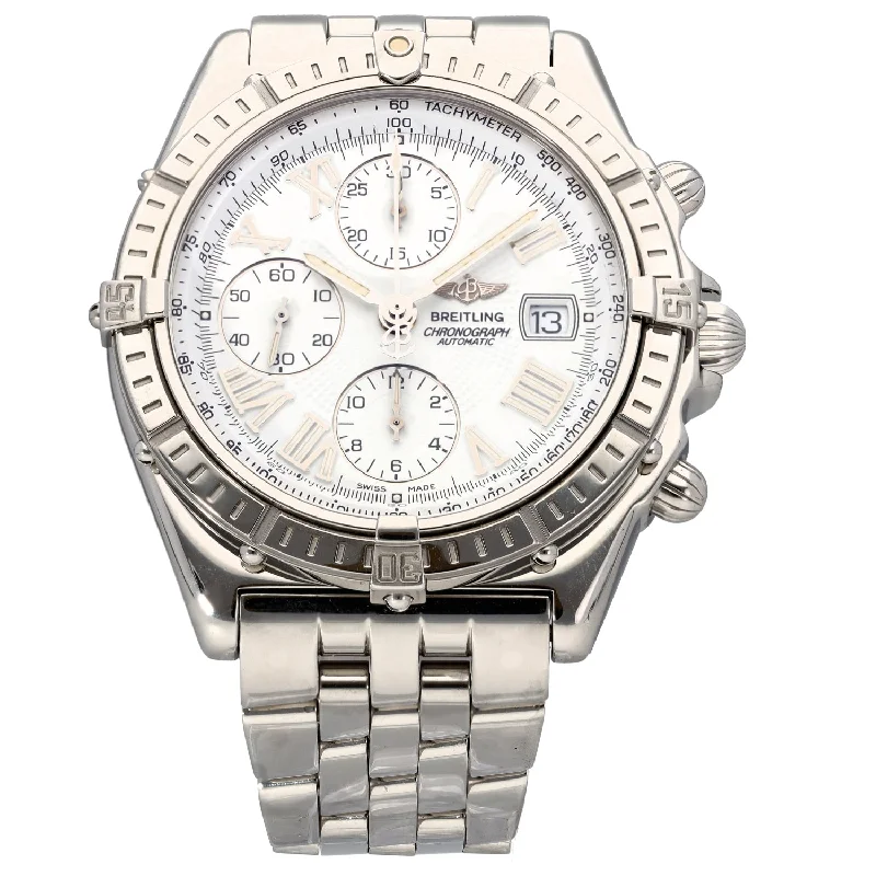 women’s watches with high-end Swiss movement and crystals -Breitling Chronomatic A13055 43mm Stainless Steel Watch