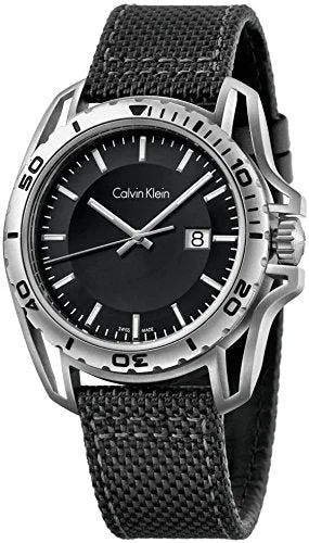 waterproof sport watches for men with adjustable bands -Calvin Klein Earth Black Dial Men's Watch K5Y31TB1