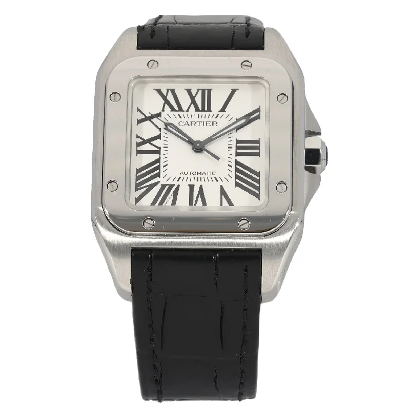 fashion watches for men with carbon fiber dials -Cartier Santos 100 2878 33mm Stainless Steel Watch