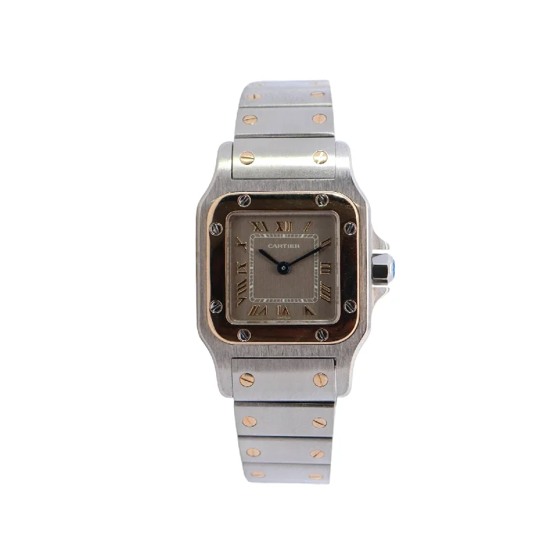 classic analog watches for women with slim profile -Cartier Santos 24mm Silver Dial Watch Ref# W20031C4