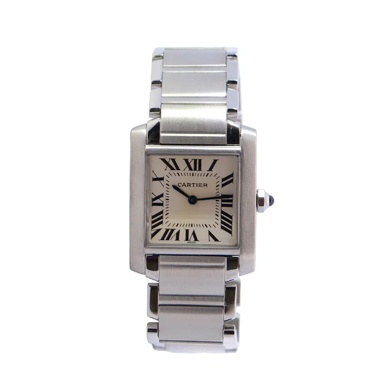 best smartwatches for women with stylish bands and trackers -Cartier Tank 25mm White Dial Watch Ref# W51003Q3