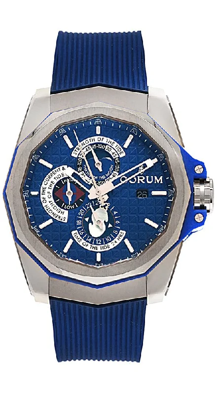 premium sport watches for women with multiple workout modes -Corum Admiral's Cup AC-One 45 Tides Automatic Moonphase Titanium Blue Rubber Mens Watch Date 277.101.04/F373 AB12