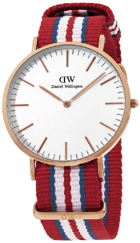 smartwatches for men with advanced sleep tracking features -Daniel Wellington Classic Exeter White Dial Nato Strap Mens Watch 0112DW