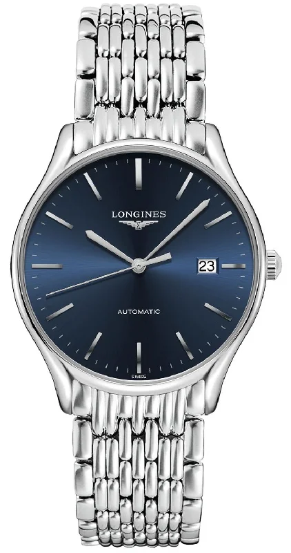 classic leather watches for men with sleek dials -Longines Lyre Automatic Stainless Steel Blue Dial Date Mens Watch L4.960.4.92.6