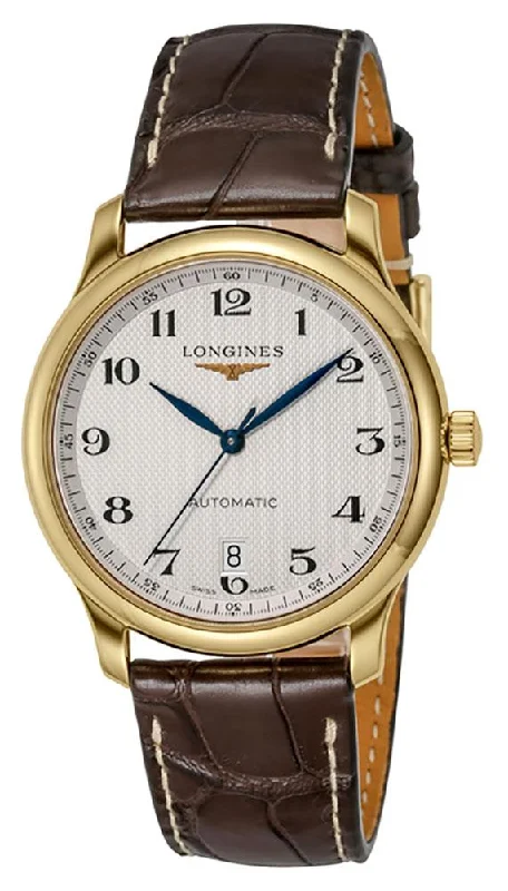 affordable watches for men with bold and sporty design -Longines Master Collection Automatic 18K Yellow Gold Brown Leather Strap Silver-Tone Dial Date Mens Watch L2.628.6.78.2