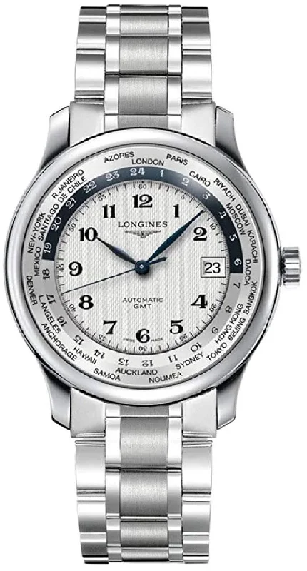 stylish women's watches with slim leather straps and modern design -Longines Master Collection Automatic GMT Stainless Steel Silver Dial Date Mens Watch L2.631.4.70.6