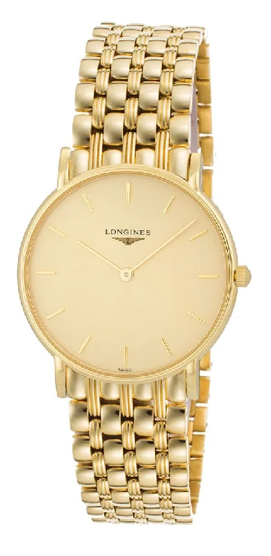 eco-friendly digital watches for men with solar charging -Longines Presence 18k gold Mens Watch Quartz L4.802.6.32.6