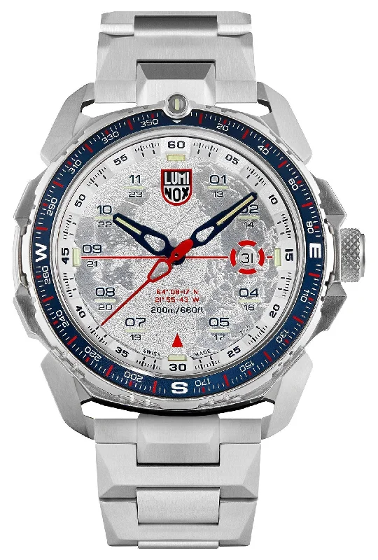 rugged sport watches for men with shock resistance -Luminox Ice-Sar Arctic Stainless Steel Silver-Tone Dial Date Divers Quartz Mens Watch XL.1207