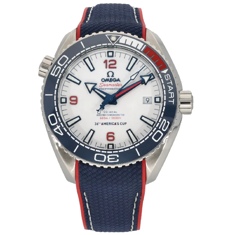 men's watches with ceramic and rubber straps for added comfort -Omega Planet Ocean America's Cup 42mm Stainless Steel Watch