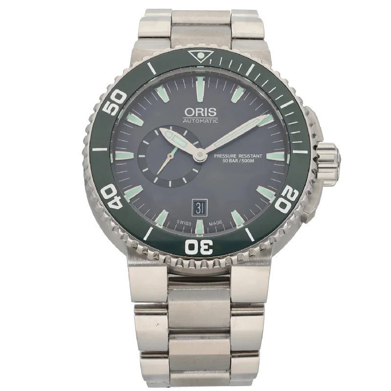 stylish watches for men with two-tone metal and rubber straps -Oris Aquis 7673 46mm Stainless Steel Watch