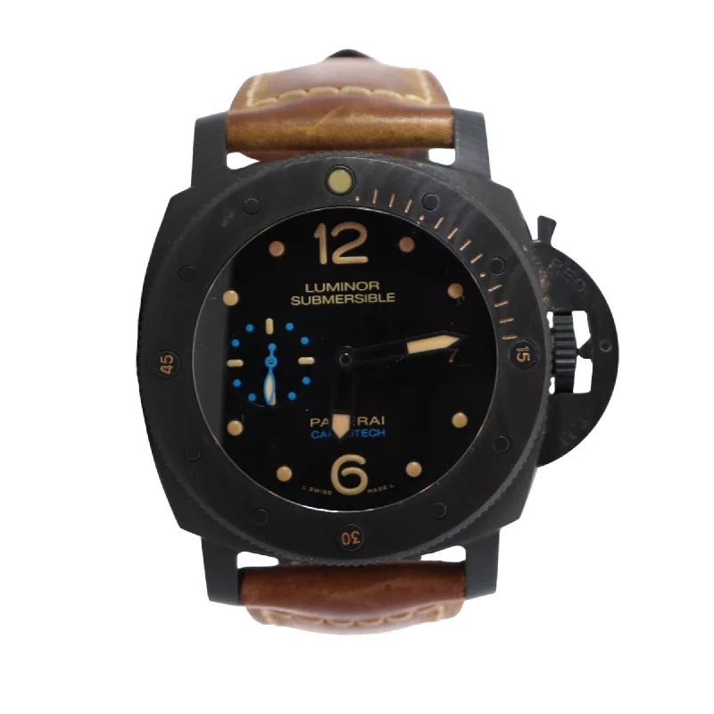 sport digital watches for women with advanced GPS -Panerai Carbotech 47mm Black Dial Watch Ref# PAM00616