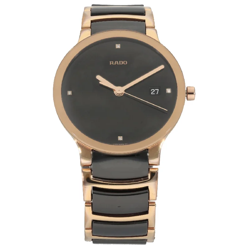 watches for women with slim gold cases and delicate bands -Rado Centrix 115.0554.3 38mm Bi-Colour Watch