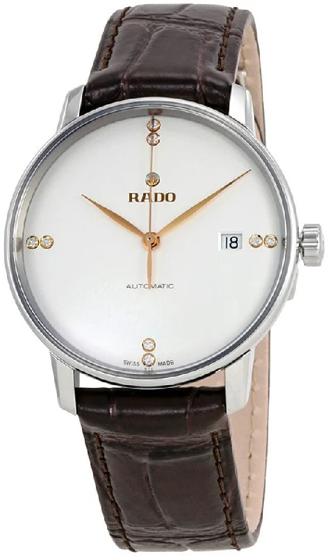 classic sport watches for men with durable rubber straps -Rado Coupole Classic L Silver Dial Brown Leather Strap Automatic Mens Watch R22860725