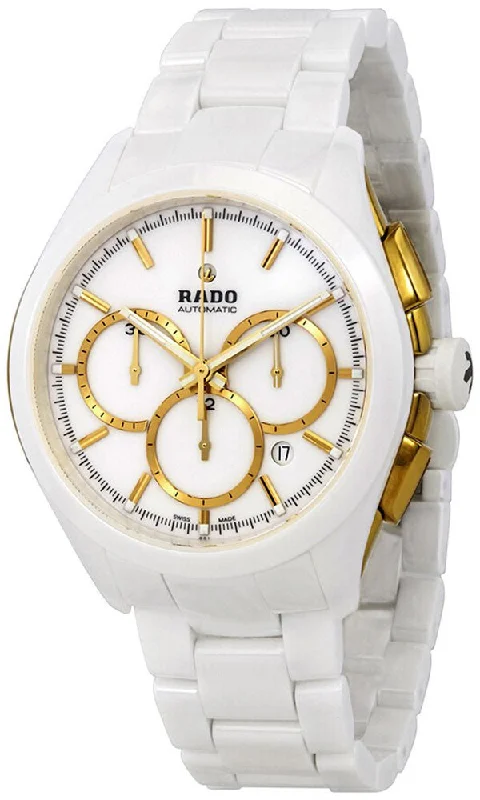 luxury watches for men with refined designs and high-quality materials -Rado HyperChrome White Ceramic Automatic Chronograph Date Mens Watch R32037012