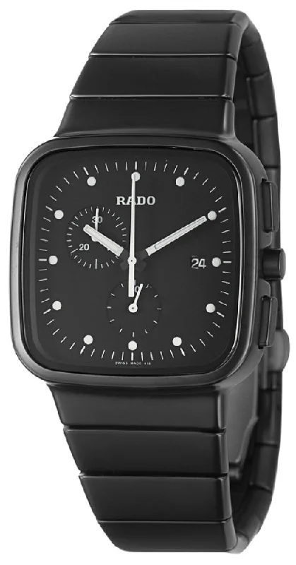 best watches for men with automatic and quartz movement -Rado R5.5 Quartz Chronograph Black Ceramic Mens Watch Black Dial Date R28886182