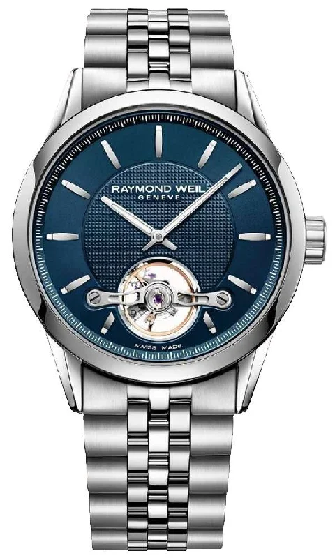 smartwatches with heart rate and activity tracking for men -Raymond Weil Freelancer Automatic Stainless Steel Blue Dial Mens Watch 2780-ST-50001