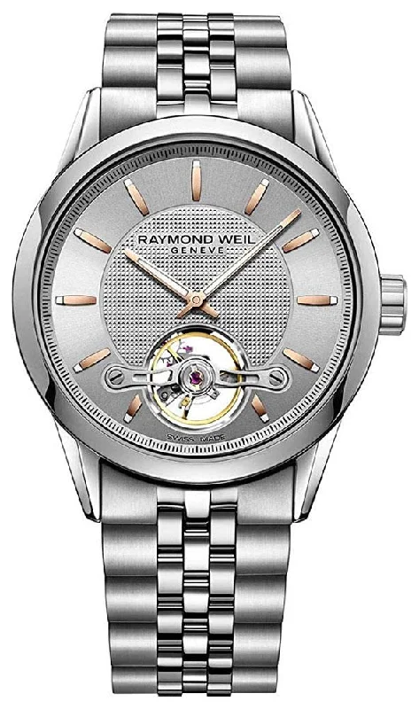 men's watches with dual time zone and date function -Raymond Weil Freelancer Automatic Stainless Steel Silver Dial Mens Watch 2780-ST5-65001