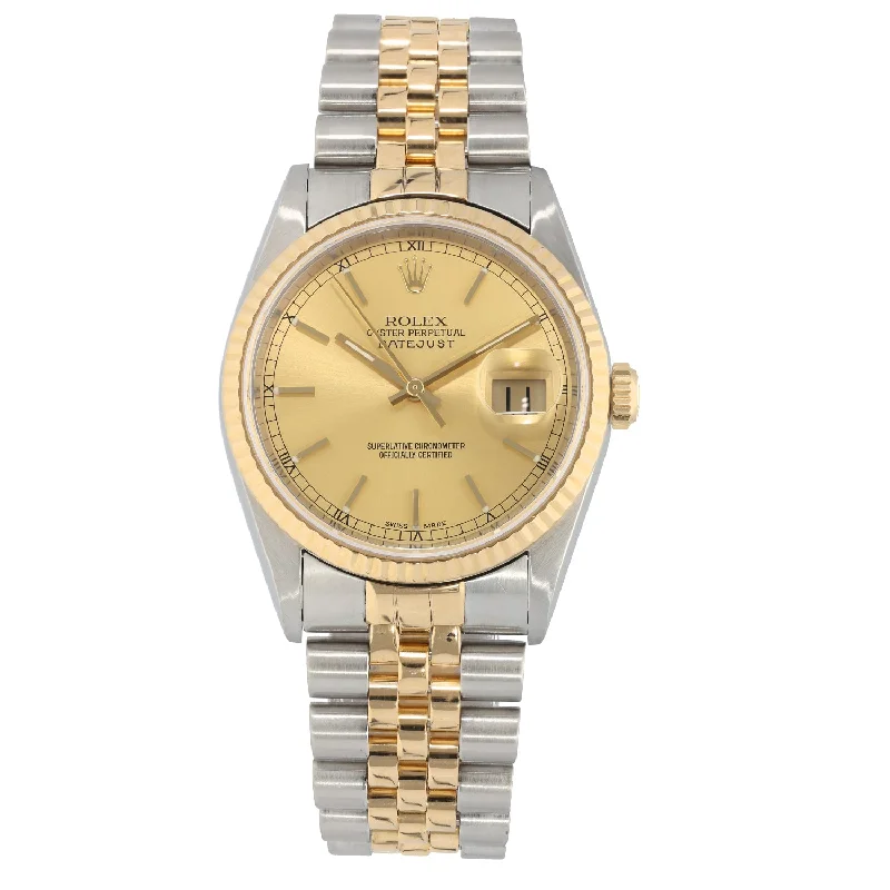 men's watches with ceramic and rubber straps for added comfort -Rolex Datejust 16233 36mm Bi-Colour Watch