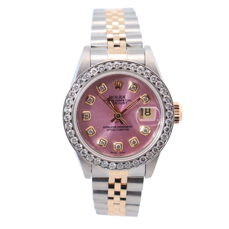 luxury watches for women with gold and diamond accents -Rolex Datejust 26mm Pink Dial Watch Ref# 69173