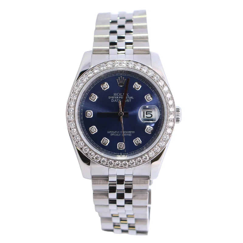 luxury sport watches with advanced tracking and design for men -Rolex Datejust 36mm Blue Dial Watch Ref# 116234